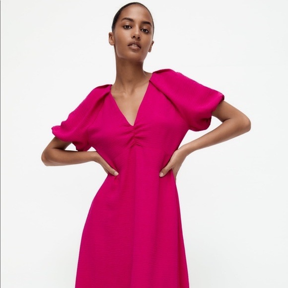 Zara Dresses Zara Pink Balloon Sleeve Dress Poshmark